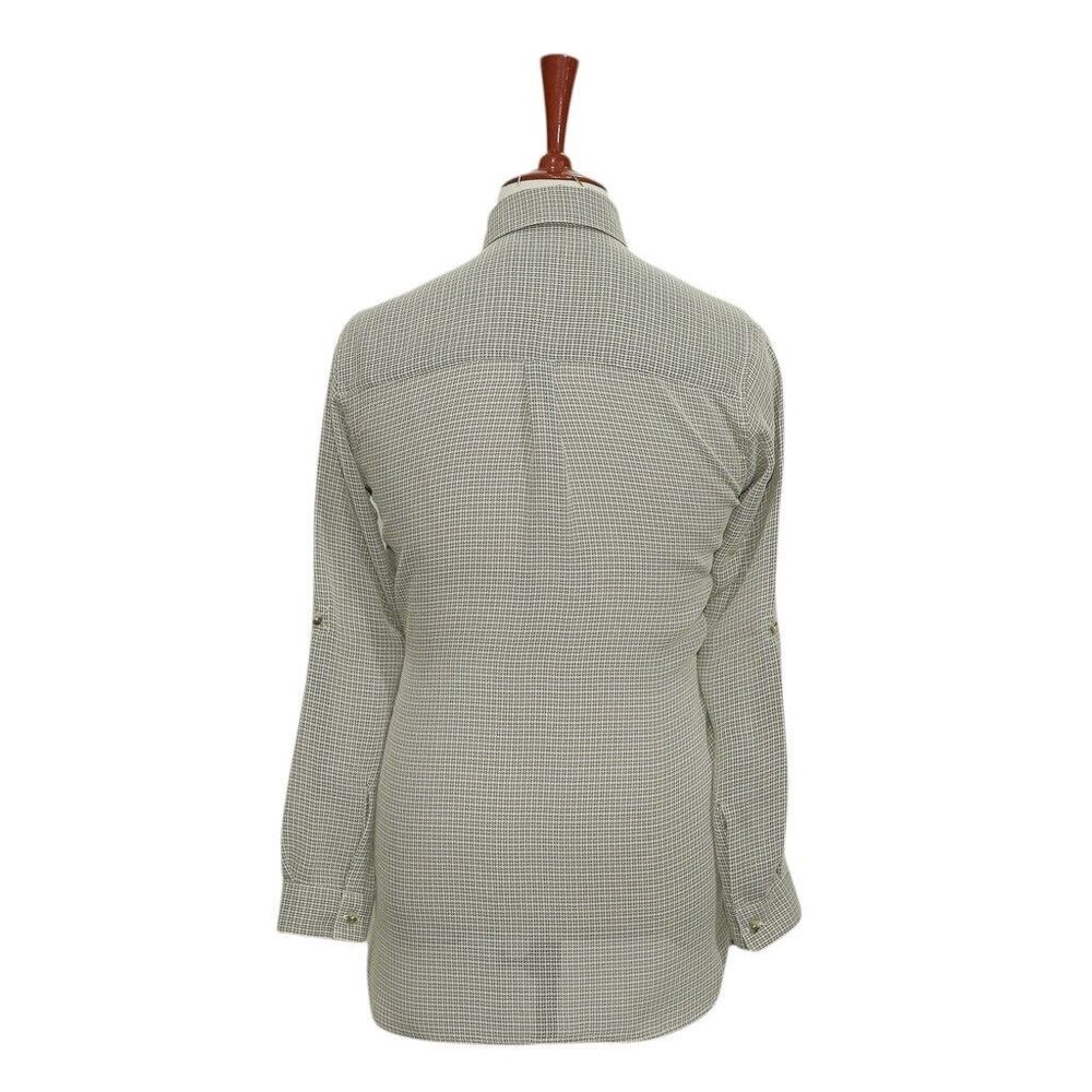 Womens Gray Check Chiffon Blouse Shirt Button Up Casual Dressy Top Medium Work - Picture 2 of 7